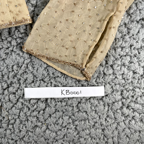 Jovani Blouse Womens Size 6P Silk Sequins Vintage Gatsby Padded Shoulders - Picture 13 of 13